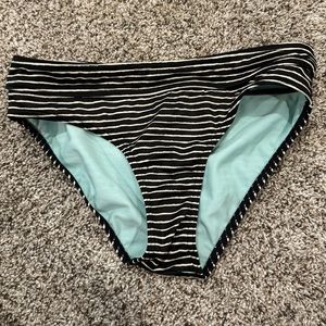 Prana Black and White Striped Bikini Bottom